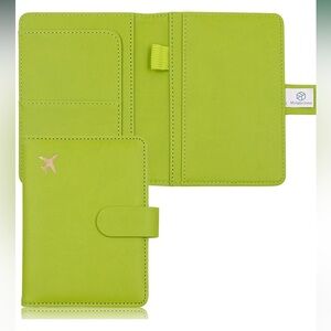 Premium Leather Lime Green Passport Holder Cover Case Waterproof RFID Blocking